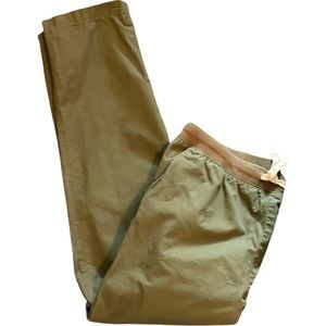 Lands End Army Green Cotton Elastic Waist Pants with Reinforced Knees Boys Husky